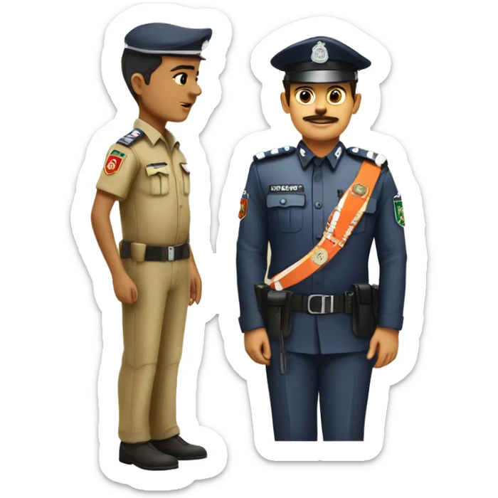 KHEDA POLICE in khakhi uniform with guja at police logo  sticker