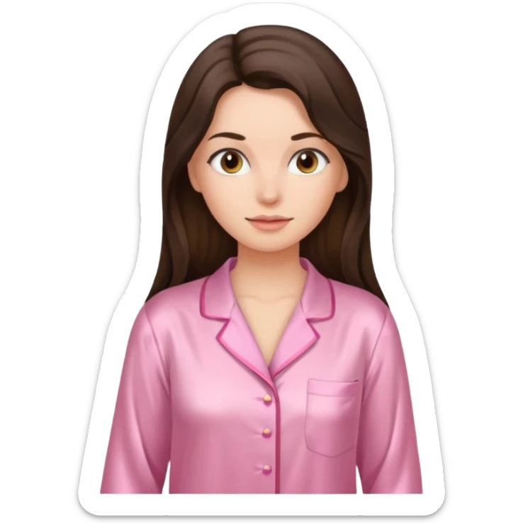 Brunette long hair lady in her soft silk pink pijamas sticker