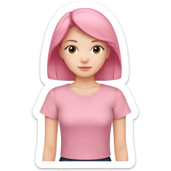 Rose-pink women’s top with short sleeves, soft fabric, gentle lighting, isolated on plain background. Complete plain, no textures. sticker