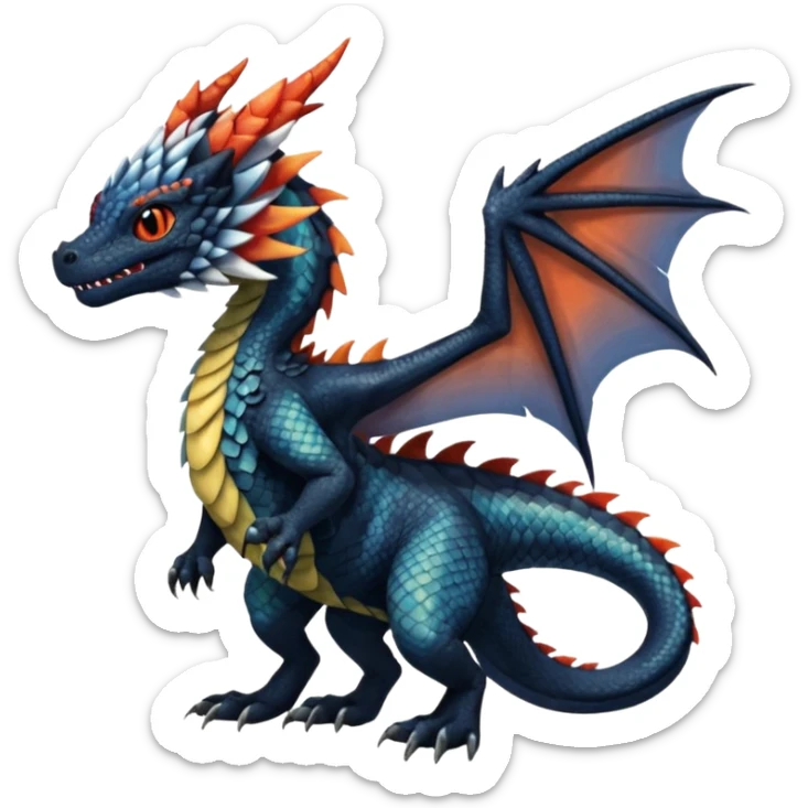 Dutch-Angel-Dragon-Grem2-Trico-Nargacuga-Salandit-Drudigon-fusion-animal-creature, full body  sticker