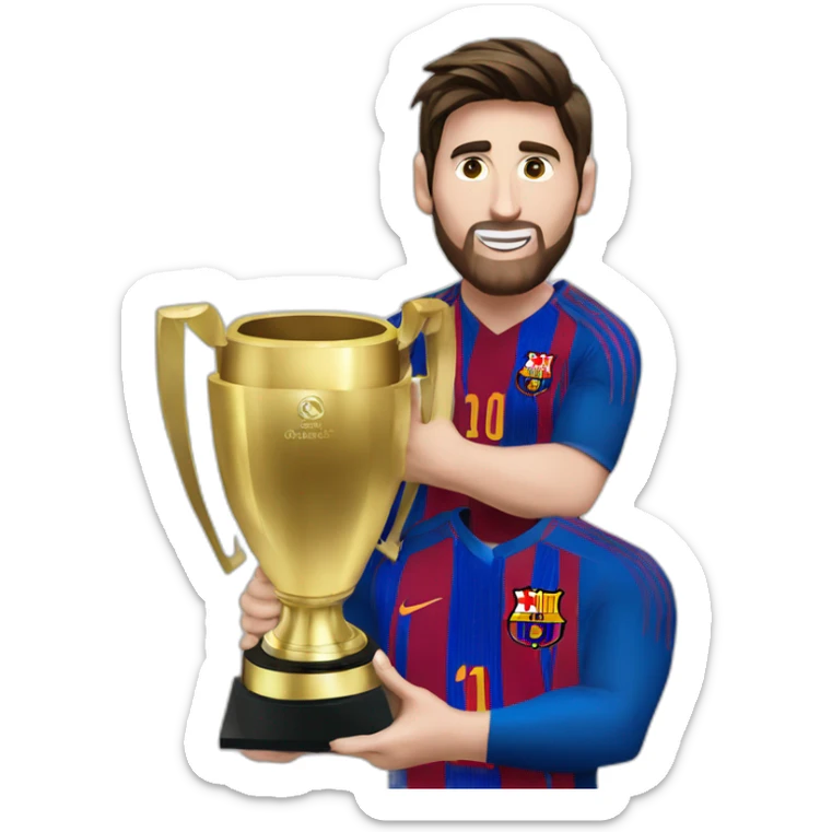 messi con el trofeo del campeonato mundial de futbol sticker