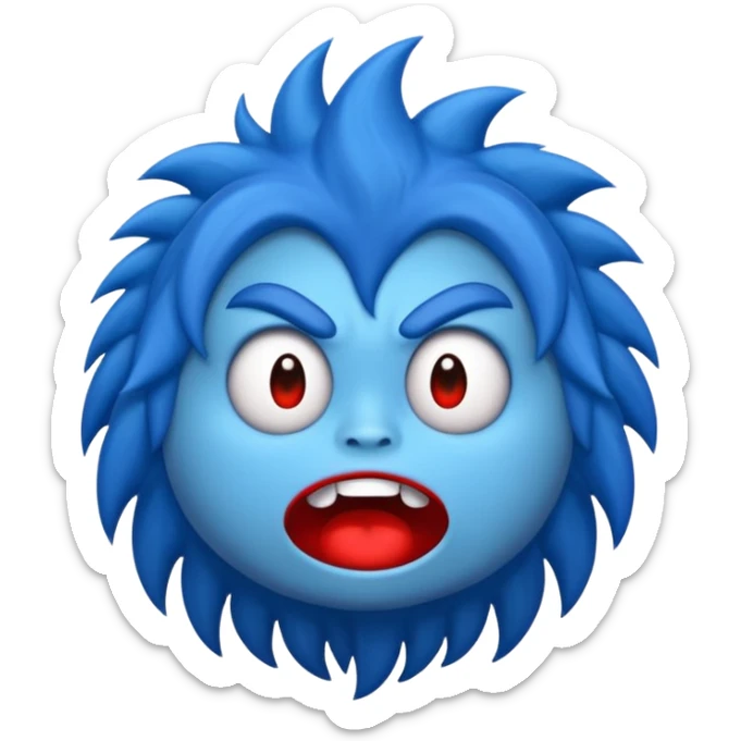 Quiero que hagas un monstruo azul y quiero que tenga boca roja y tambien pelo azul sticker