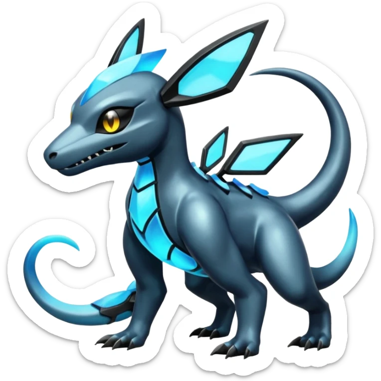Shiny Futuristic Dusclops-Dusknoir-Salandit-Glaceon-Fakémon-hybrid-creature (full body)  sticker