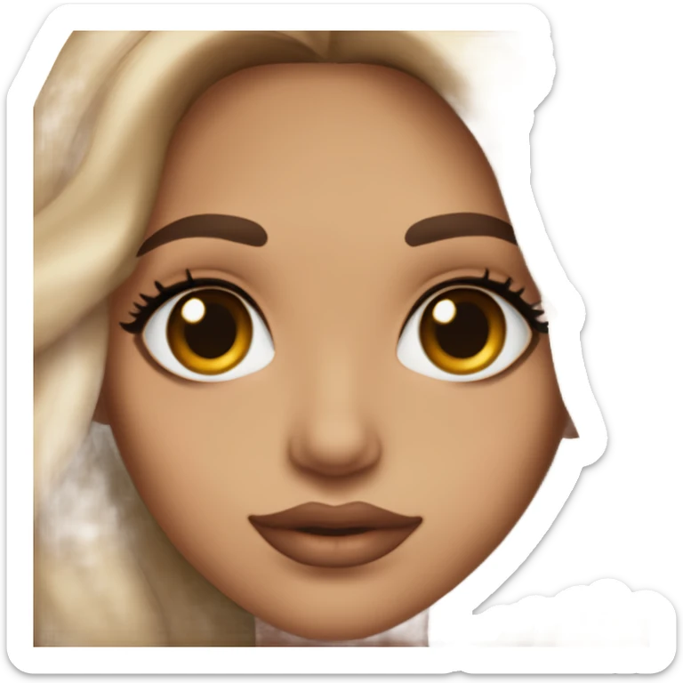 pretty girl light skin long brown hair brown eyes long eyelashes lipliner lipgloss latina makeup lip pou sticker