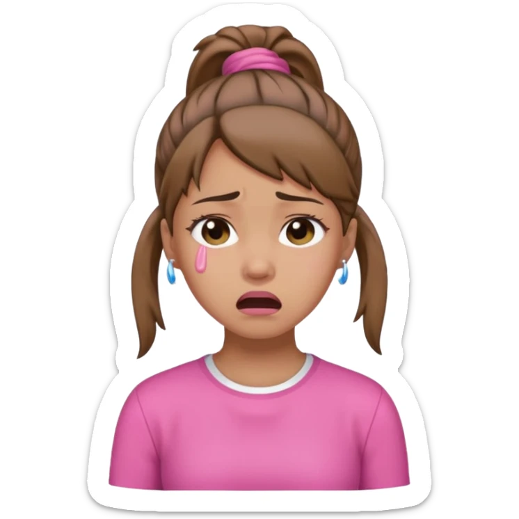 Amethy 14 2 crying (Light skin girl with brown ponytail wearing pink outfit being in tears) sticker