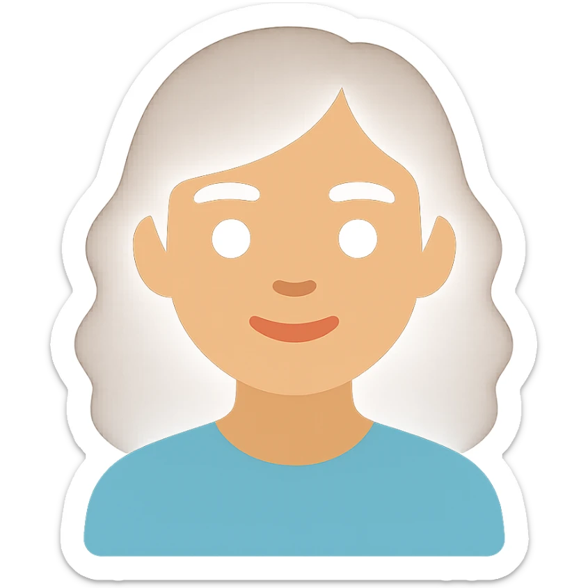 portrait of an Asian girl with medium brown wavy hair and brown eyes, color icon style sticker