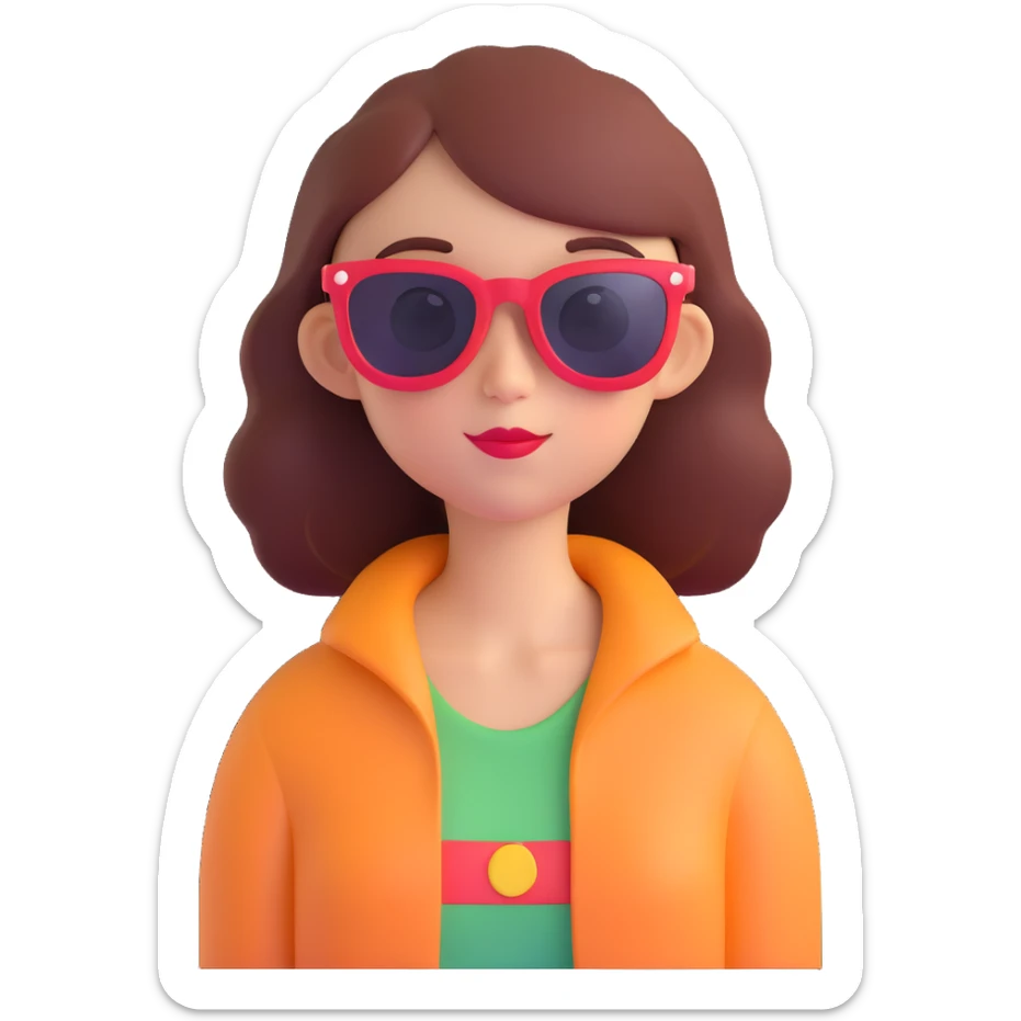Create a fun and expressive 3D cartoon style memoji of a girl wearing sunglasses, cloning the style of the reference image. Maintain the playful and expressive look typical of memojis. sticker