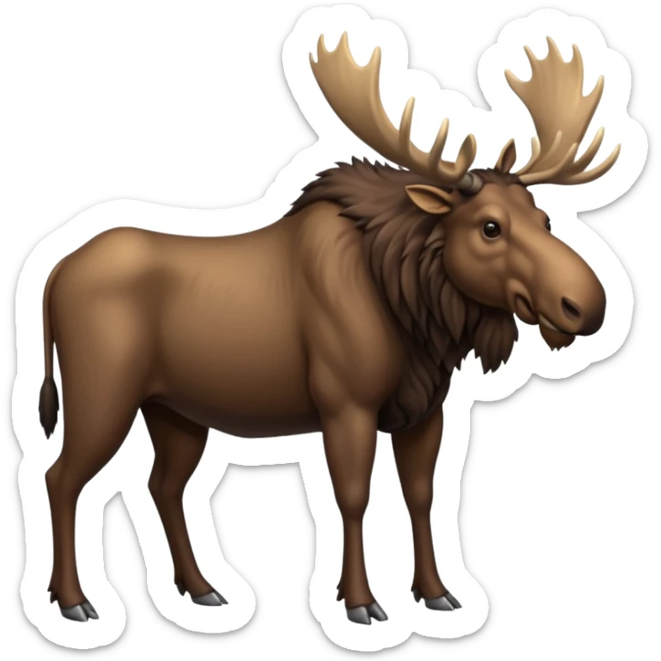 Wildebeest-moose-ox-bull-hybrid-fusion-animal-creature, full body sticker