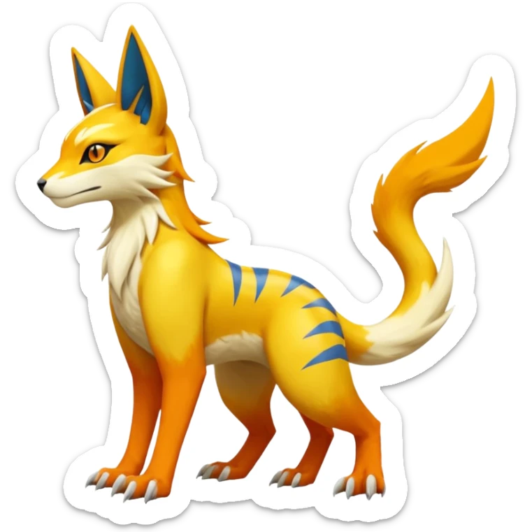 Latias-Vernid-Lombax-Koraidon-Renamon-Zeraora-Bastet-Fakémon-fusion-creature, full body sticker