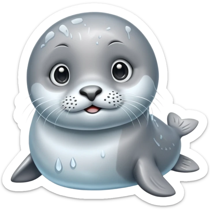 cute seal character, icy vibe, shiny wet look, 3D cartoon, mobile game icon style, clean background, no text, no watermark


 sticker