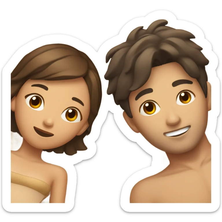 asian girl laying on the beach with brown haired boyfriend  sticker