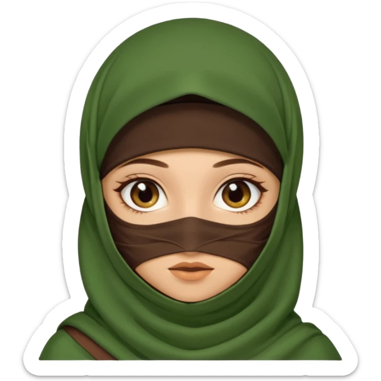 Niqab musli girl chocolate color make the niqab green sticker