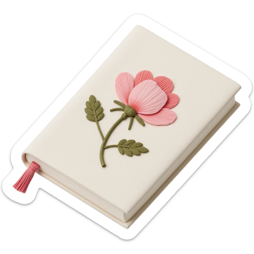 pretty ivory floral embroidered hardcover journal sticker