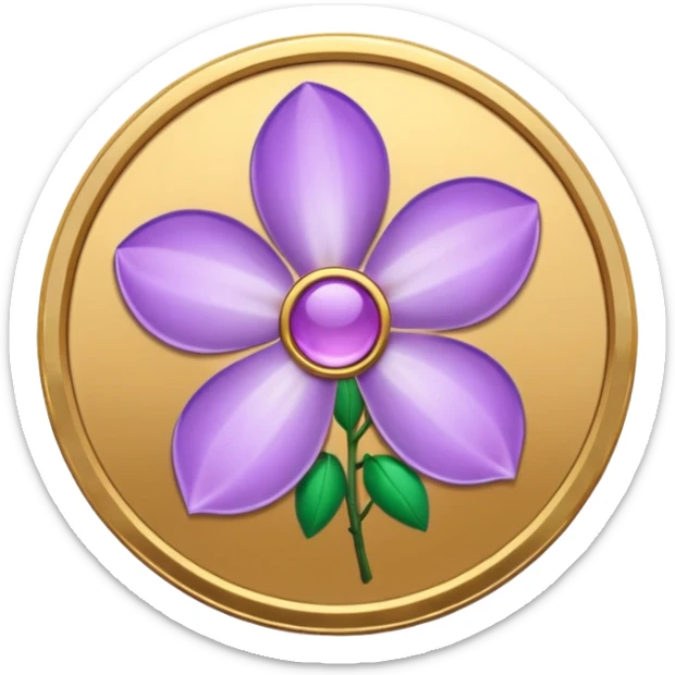 I need you to recreate this image exactly as is but make the color of the coin a ver light purple hue give me three options with different hues of purple sticker