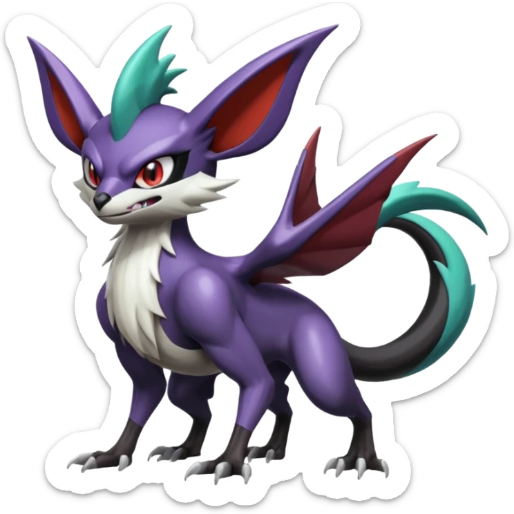 Shiny Noibat-Noivern-Mightyena-Silvally-Fakémon-hybrid-creature (full body)  sticker