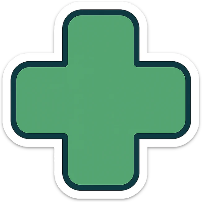 green cross with soft edges, conveying a sense of care and recovery sticker