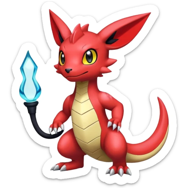 Cute Shiny Guilmon-Quilava-Salandit-Umbreon-Fakémon-hybrid-creature (full body)  sticker
