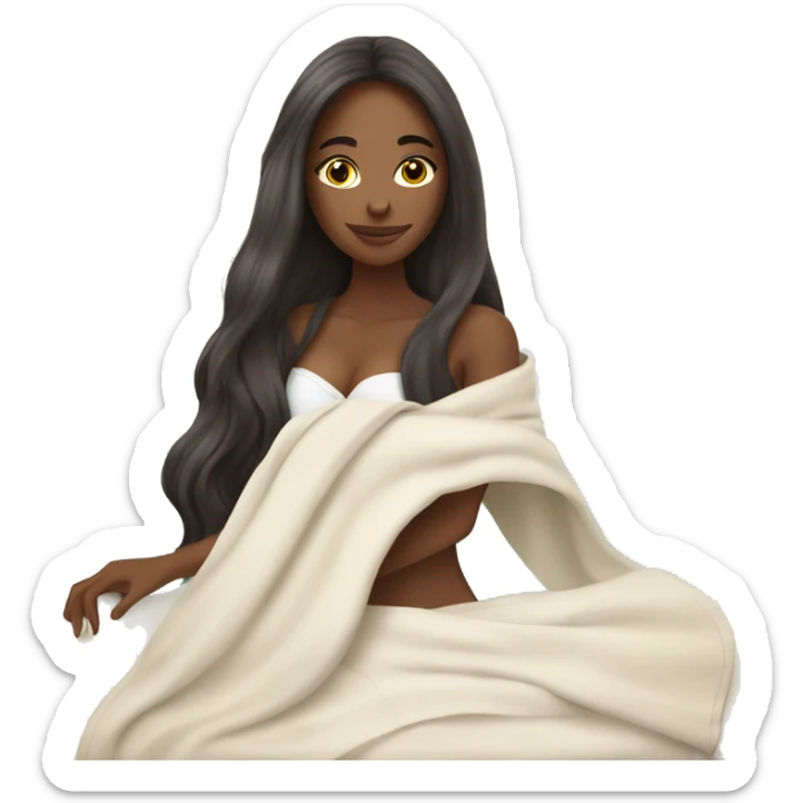 Long hair Brunette girl with spa mask relaxing with a towel on sticker
