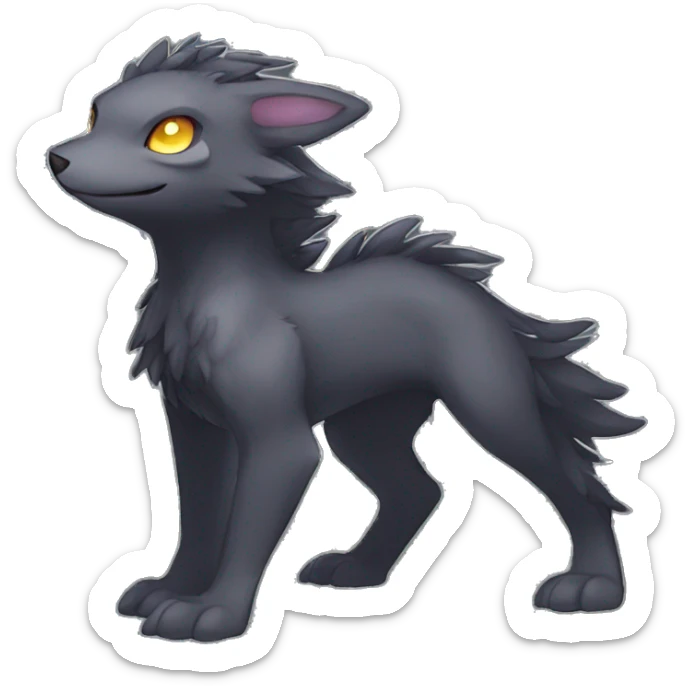 Cute cool shiny fantasy dark-shadow-themed animal hybrid Fakemon full body sticker