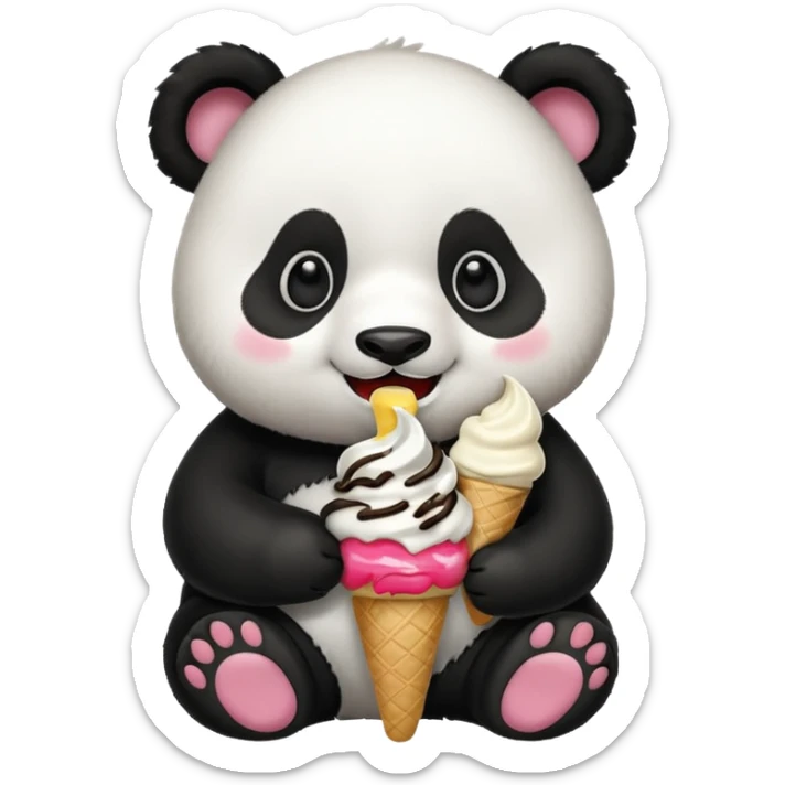 Panda eating ice cream sticker