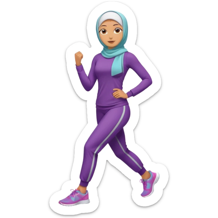 High resolution full body of a girl wearing a hijab and is a fitness trainer sticker