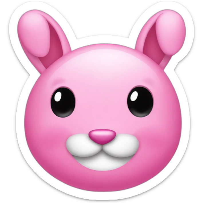 pink bunny with an oval head and white moustache, a round pink nose and a huge smile that takes up half his face sticker