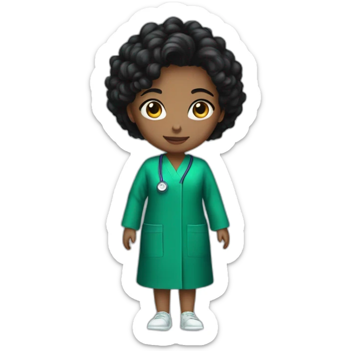 girl in a MEDICAL emerald robe, with short, curly black hair sticker