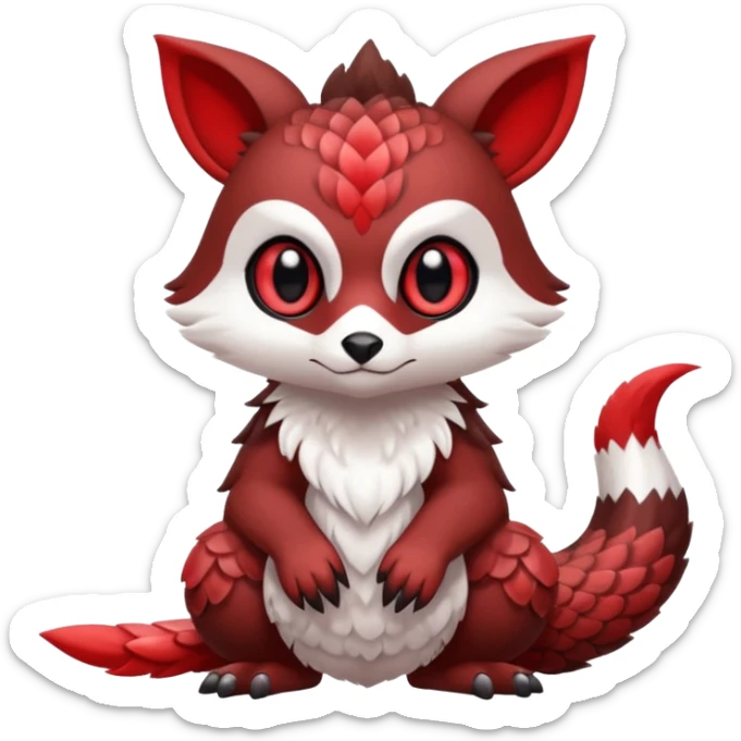 Cute cool white red dark-brown animal hybrid Fakemon full body sticker