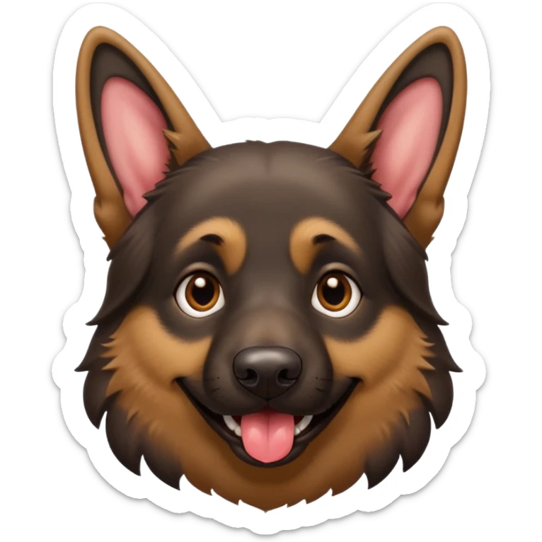 cartoon style dark German Shepherd dog with its tongue hanging out long sticker