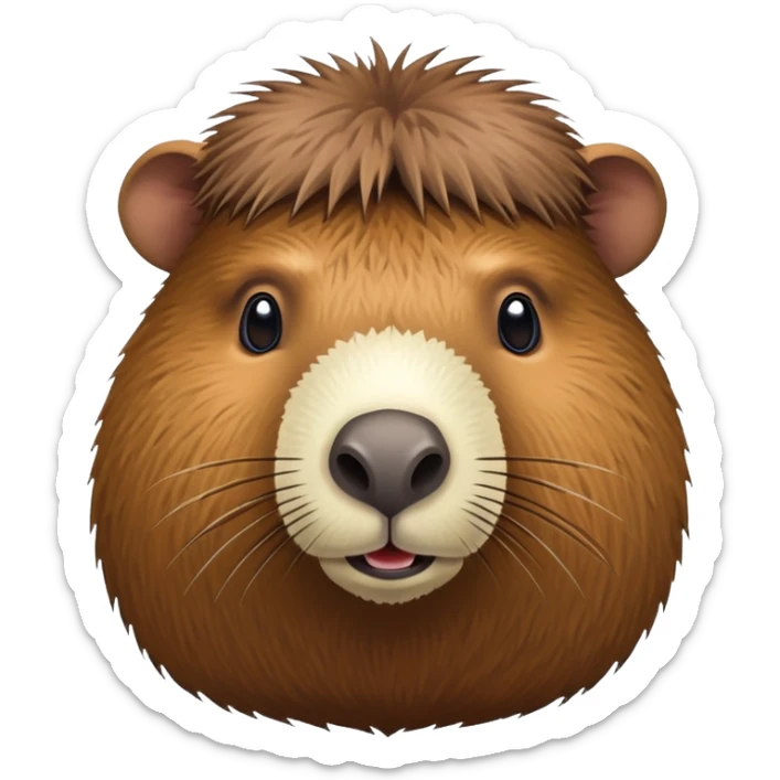 A capybara-coconut hybrid with the animal's head and a round, brown, textured coconut as its body sticker