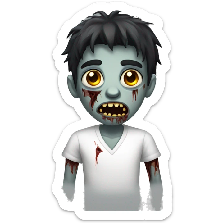 teen boy zombie with dark hair and white shirt sticker