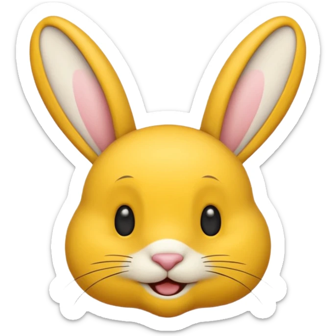 emoji d'une tête de lapin jaune et noire qui dit bonjour sticker