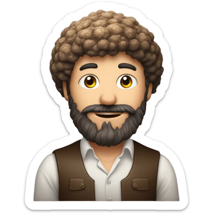 truffle cut with young man with beard with arms who looks as well like a truffle sticker