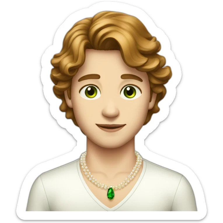 Posh-boy-with-pearl-necklace-and-green-eyes-and-brown-hair sticker
