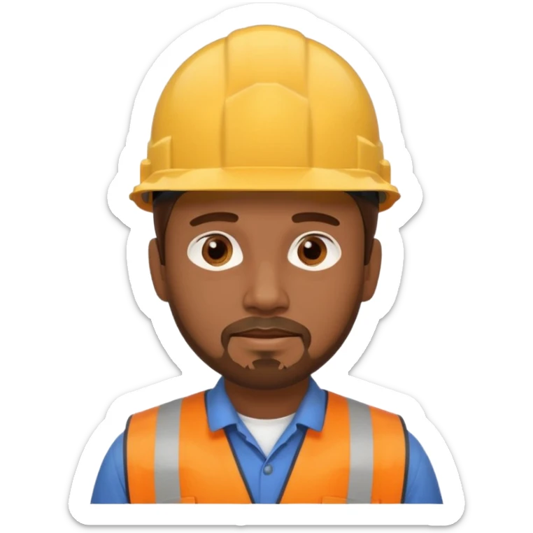 guy with brown hair and brown eyes with a goatee and short hair wearing a hard hat  sticker