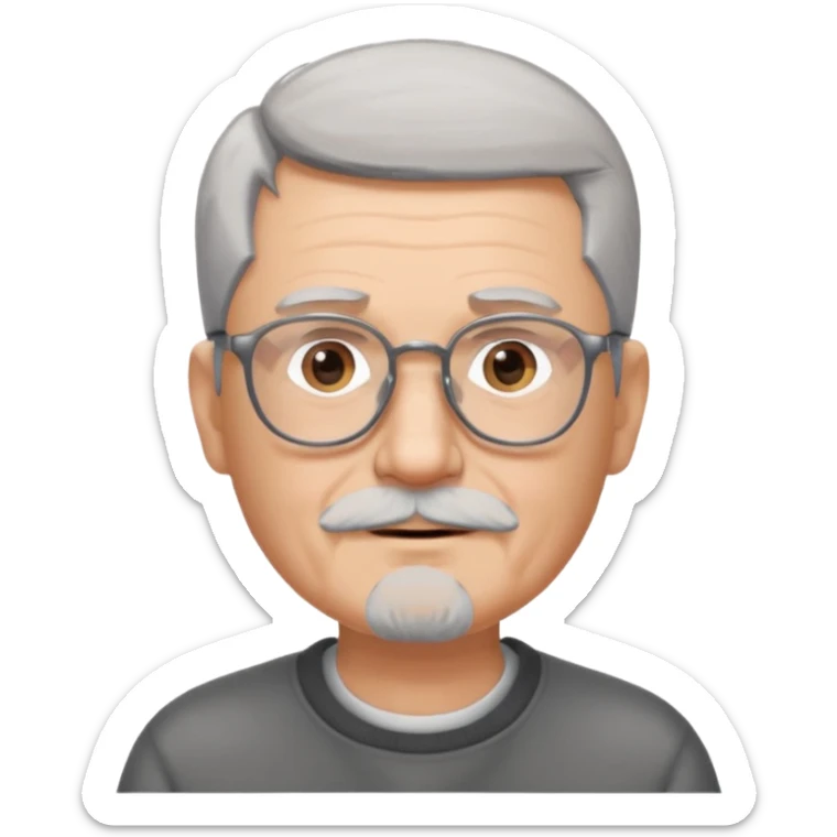 Homme 66 ans cheveux gris en brosse et barbe grise de trois jours lunettes  sticker