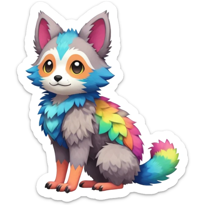  Colorful Kawaii Trico FurSona Fakemon Full Body sticker