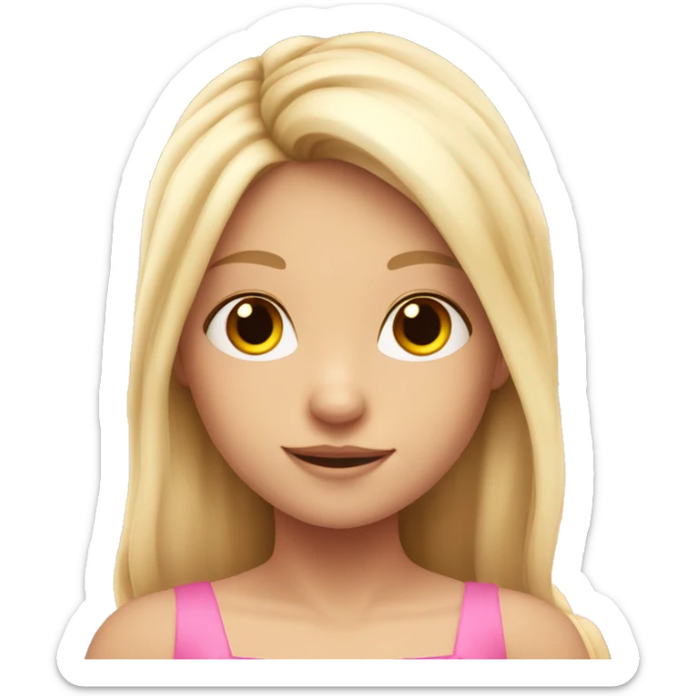 fairy with blonde long hair, pale skin, brown eyes and pink dress and pink wings  sticker