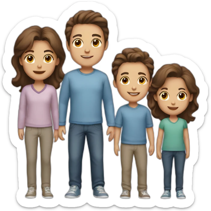 family of 4 brown hair two boys sticker