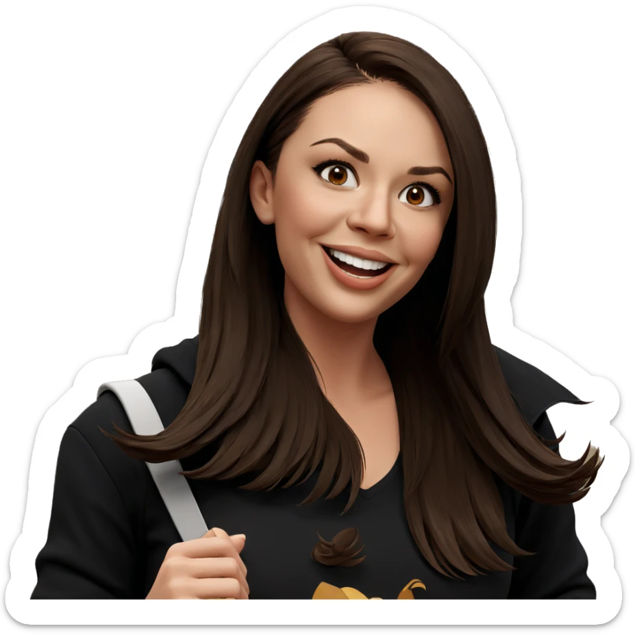 smiling girl with brown hair sticker