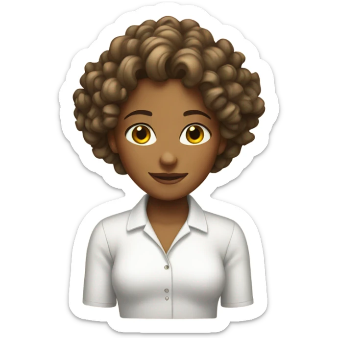 Tan girl with curly hair in a white shirt from Nicaragua  sticker