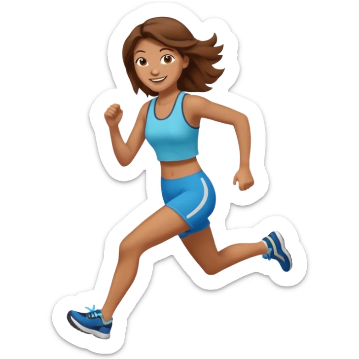 Naked woman with brown hair running sticker