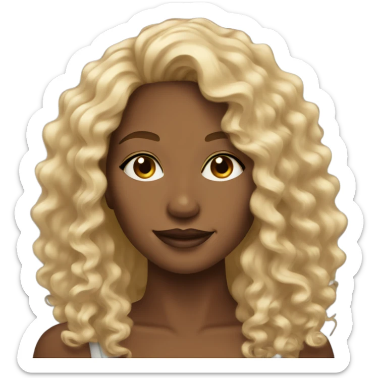 Beautiful brown skin woman with long blonde curly hair sticker