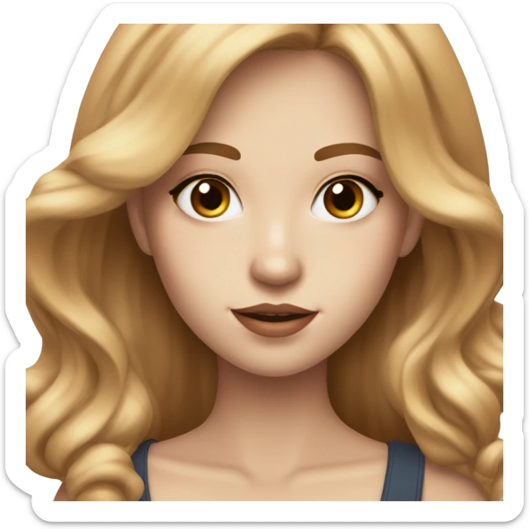 17 years old girl with full make up caramel coloured hairs and with pale skin, big brown eyes sticker