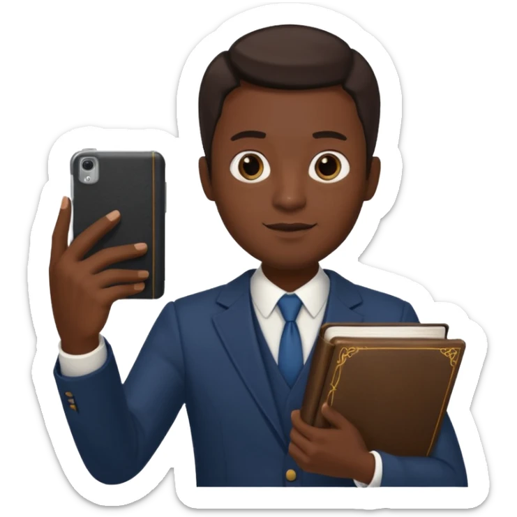 un homme saper swag avec une bible a la main qui fais un selfie  sticker