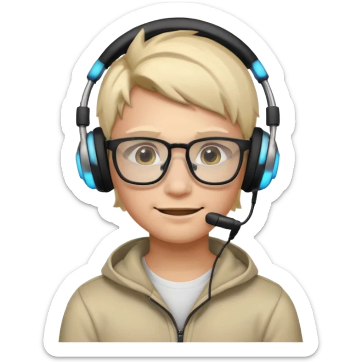 It’s a relaxed selfie of you wearing a glowing gaming headset, glasses, and piercings, lit by red and purple room lights, with a soft, tired-smirk expression.

 sticker