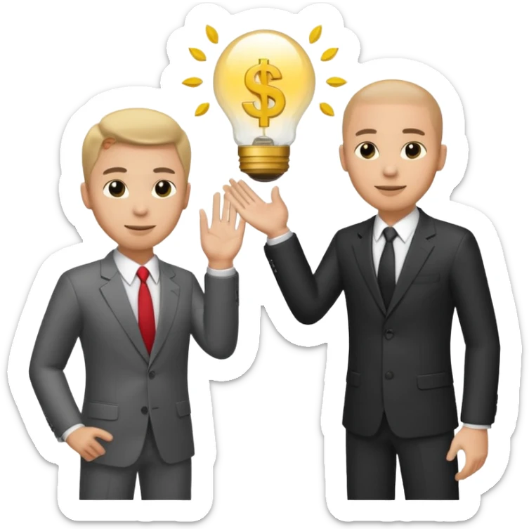 The businessman extends his hand to the side and give money to other businessman sticker