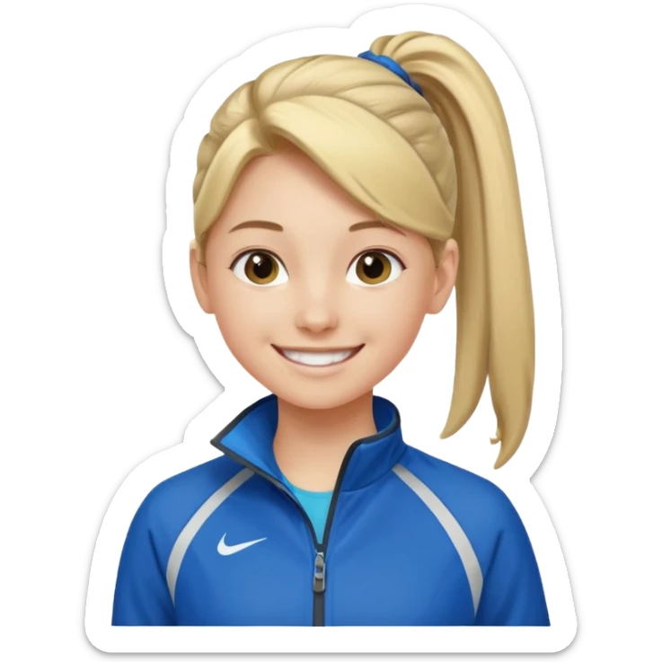 active ponytail hair teen girl in sport jacket smile happily  sticker