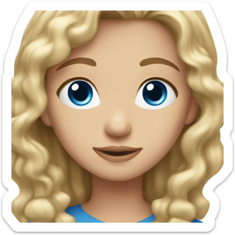 blonde straight hair blue eyes and a girl with brown curly hair sticker