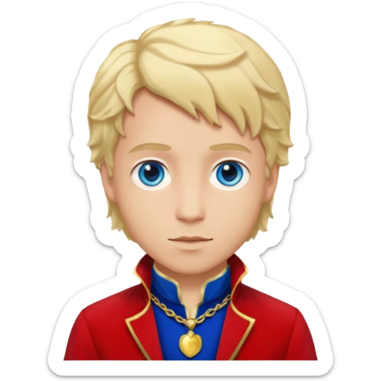 Enjolras From Les Miserables with light skin, blue eyes, Blonde Hair, red outfit sticker